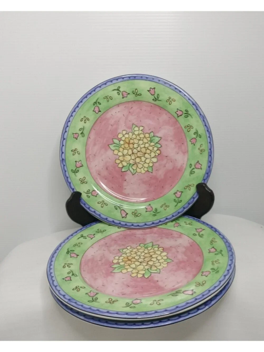 Sango Watercolor Blueberry Sky Salad Plates  7 3/4
